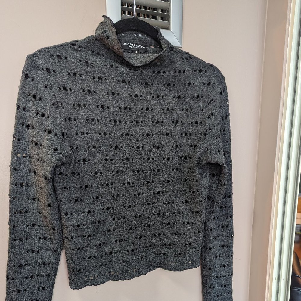 Vivian Shyu - Small size - Dark grey wool sweater with holes